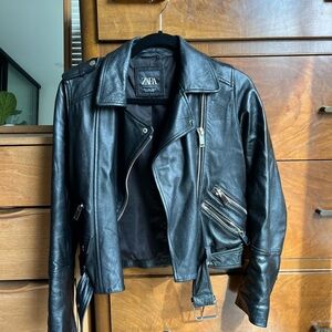 Zara Black Leather Jacket for Women